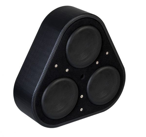 VIBE BLACKAIRP8ACTIVE-V6: Black Air Wheel Well Triple 8 Inch Passive Radiator Active Subwoofer Enclosure Bass Package