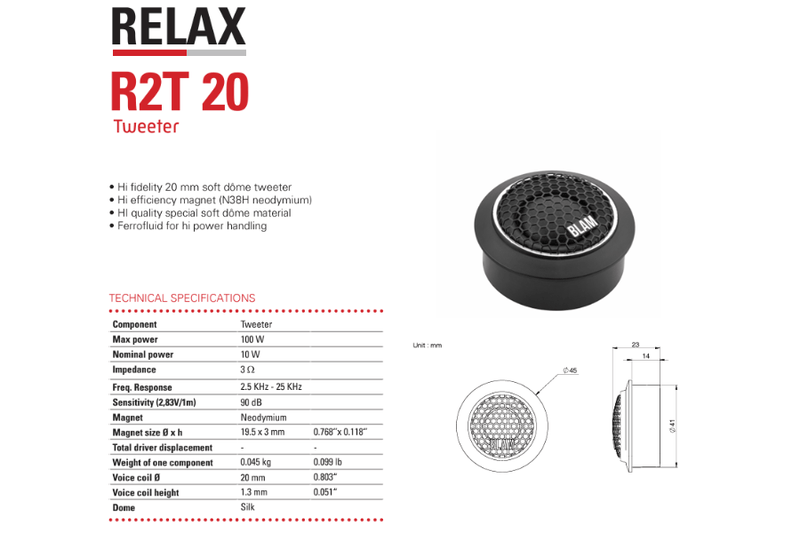 BLAM RELAX 165RX 165mm (6.5") Hi-efficiency 2-ohm component car audio speakers