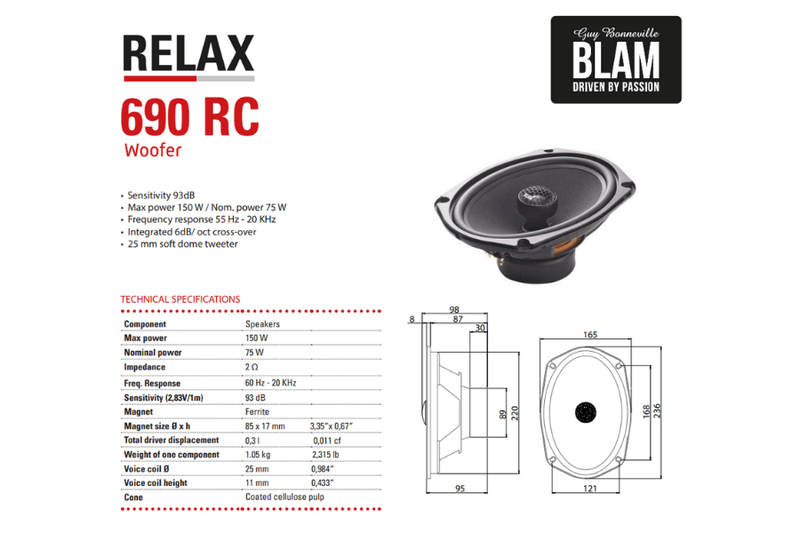 BLAM RELAX 690RC - 6" x 9" 2 Way Coaxial Seakers