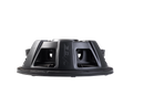VIBE BLACKAIR10D2S-V3 10-inch slimline subwoofer viewed from back-side angle, showing speaker cone and connection terminals