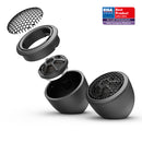Helix Ci3 T20FM-AL MK2 20mm tweeters showing sleek black speaker cones with silver accents and mounting brackets.