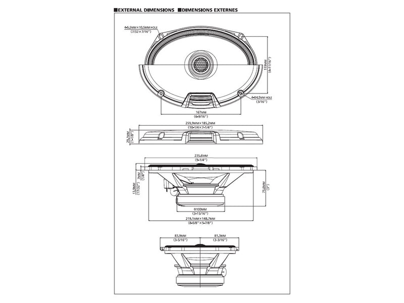 ALPINE R2-S69 -  6"X9" 2-Way Coaxial R-Series Speakers