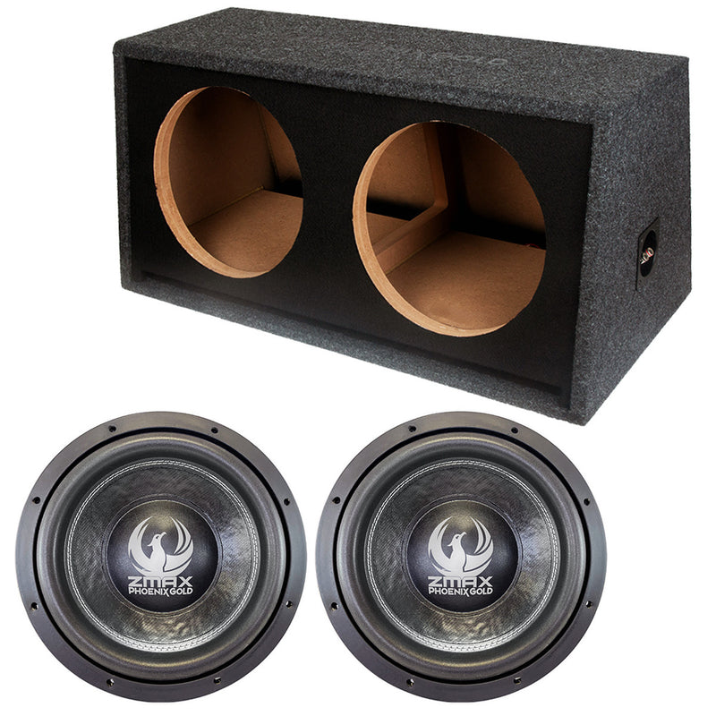 Phoenix Gold ZBMAX212P  –  Twin 12" Ported Subwoofer Enclosure & Subwoofer