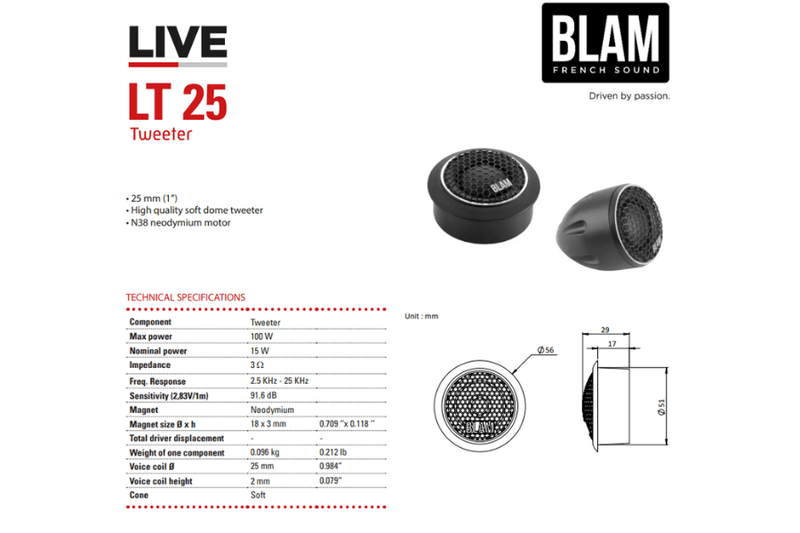 BLAM LIVE L200P - Power 8" 2-Way Component Speaker Set