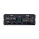 Morel MOR MPD 4.100 4-channel car amplifier with black heatsink and control knobs, designed for high-quality audio amplification.