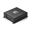 Morel MOR MPD 4.70 4-channel amplifier showing compact black design with input and output connections visible on the front panel.