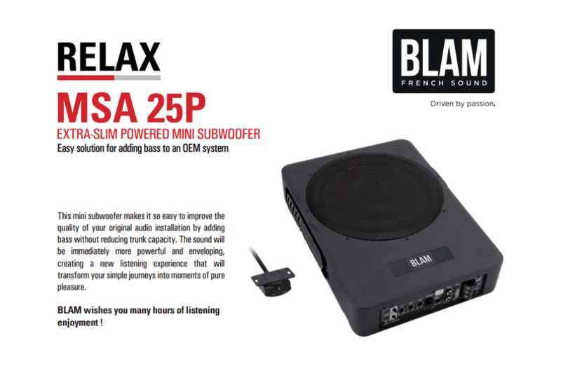 BLAM RELAX MSA 25 P - Extra-Slim Underseat Subwoofer With Integrated Amplifier