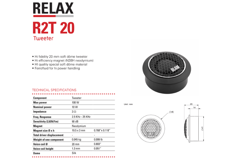 BLAM Super Relax SR165S - 6.5" 3ohm 2 Way Component Speakers