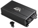 ESX SX-ONE Mini Mono Amplifier showing front and side angles, compact design with control knobs and input ports.