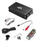 ESX SX-ONE Mini Mono Amplifier, compact car audio mono amplifier with sleek design and control knobs on top.