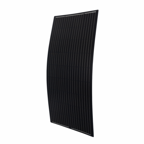 200W BLACK REINFORCED SEMI-FLEXIBLE SOLAR PANEL WITH REAR JUNCTION BOX AND 3M CABLE.