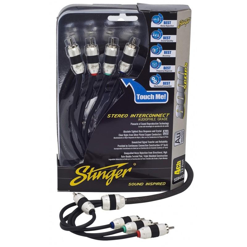STINGER SI8412 - 8000 SERIES: 4 CHANNEL TRIPLE SHIELDED INTERCONNECT 12FT/3.7M