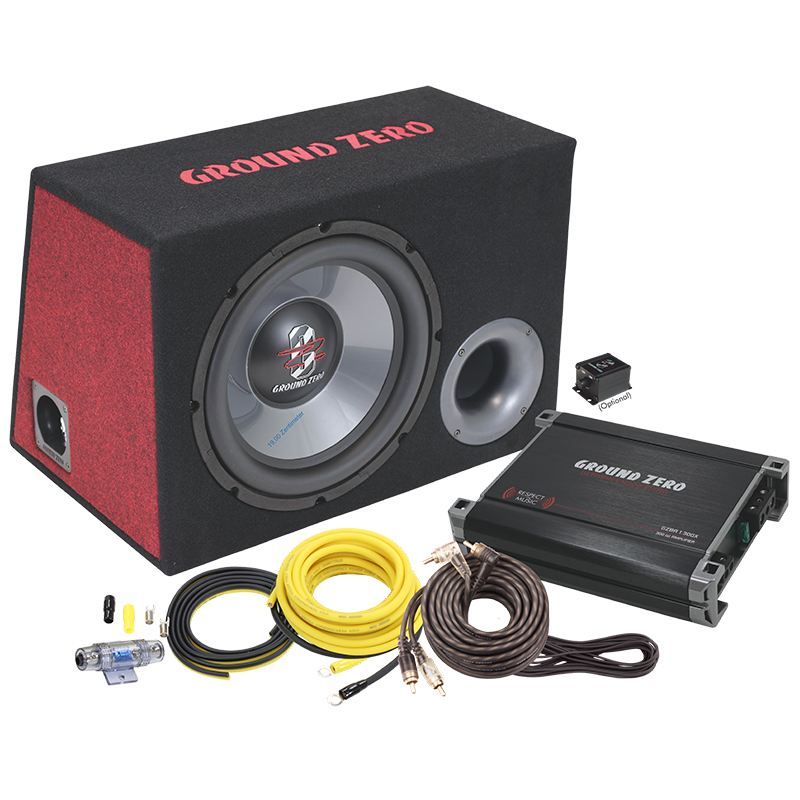 GZ BASS KIT 12.300X - Iridium 12″ Subwoofer Enclosure, Separate Amplifier With Wiring Kit