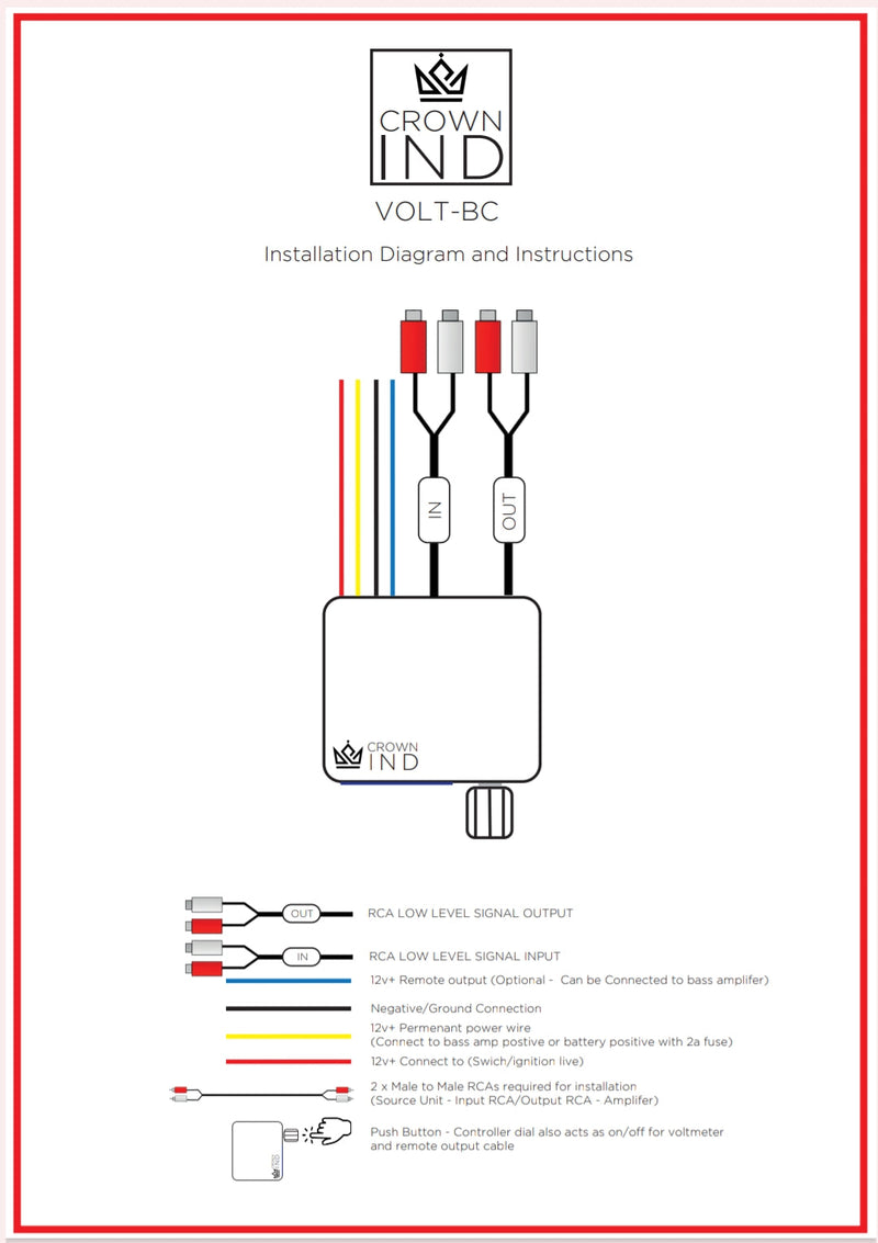 (WHITE) CROWN INDUSTRY VOLT-BC universal bass controller with in-built voltmeter