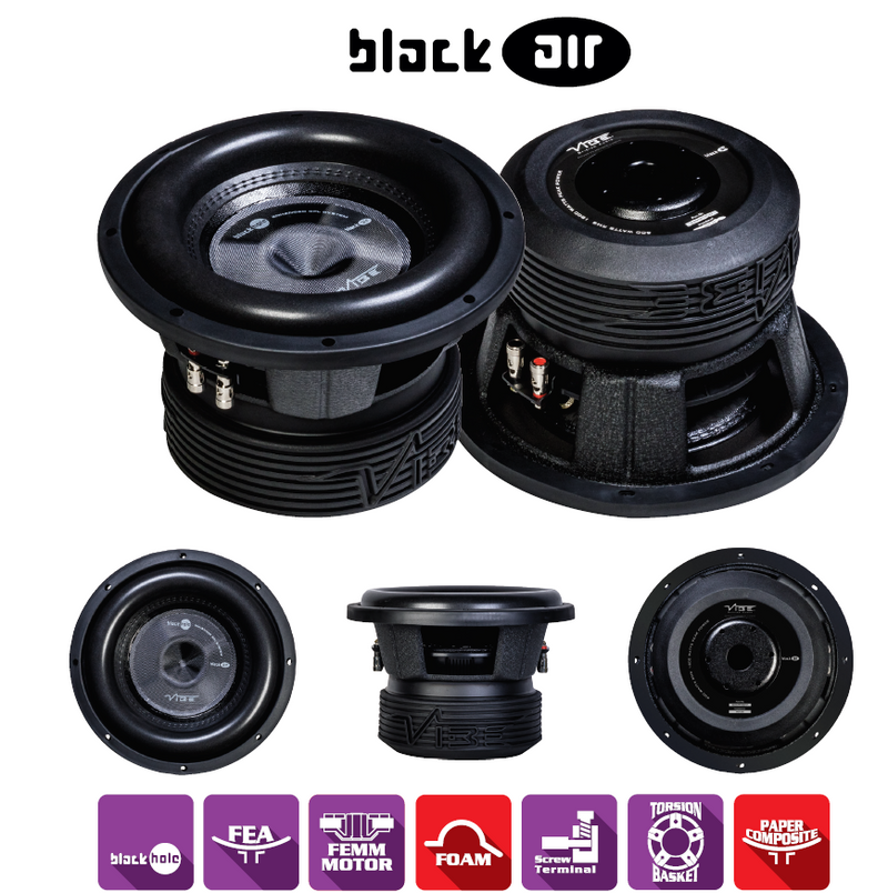 VIBE BLACKAIR10D2-V7: Black Air 10" Dual 2Ω Subwoofer