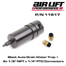 Air Lift Black Auto Drain Water Trap (1/8" FNPT) + 2x 1/8 NPT to 1/4 PTC