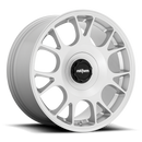 Set of four silver 19-inch Rotiform TUF-R alloy wheels with 5x120 bolt pattern, 8.5J and 9.5J staggered fitment.